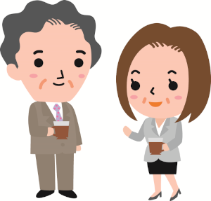 仲間と談笑 コーヒーブレイク